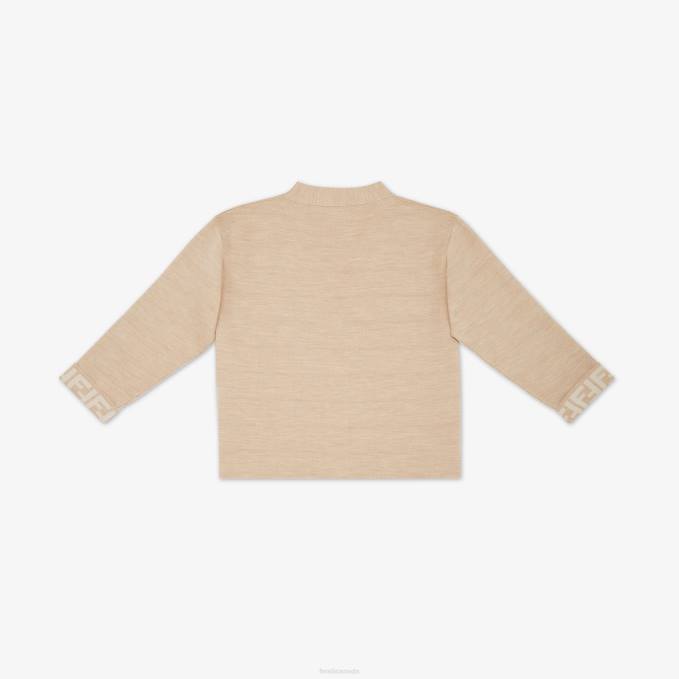 Kids Wool Junior Cardigan Beige Fendi Apparel 6RHH2852