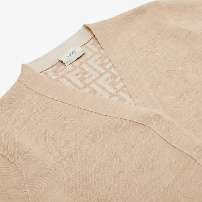 Kids Wool Junior Cardigan Beige Fendi Apparel 6RHH2852