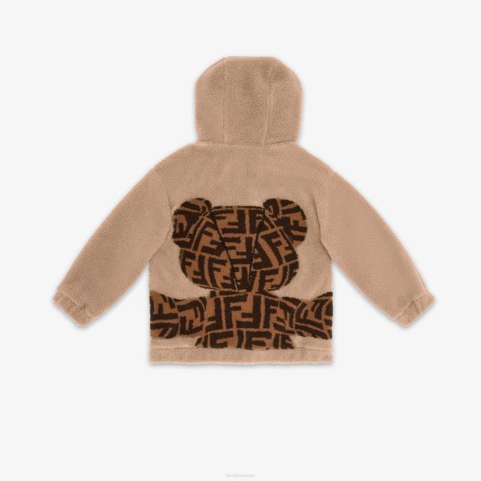 Kids Wool Teddy Bear Sweatshirt Beige Fendi Apparel 6RHH2846