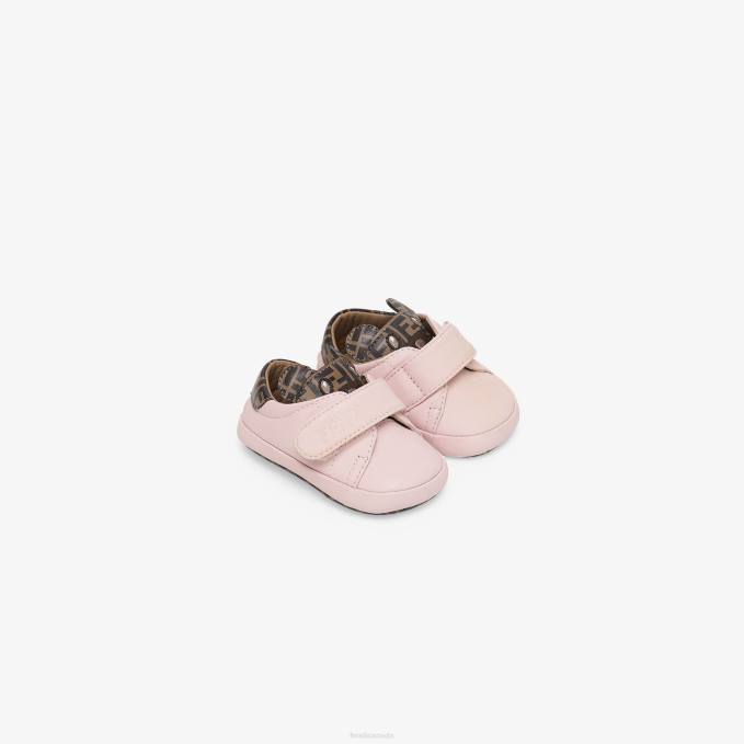 Kids Newborn Shoes In Leather Pink Fendi Shoes 6RHH2804