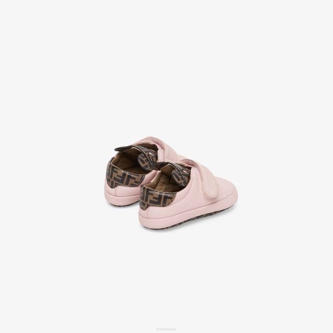 Kids Newborn Shoes In Leather Pink Fendi Shoes 6RHH2804