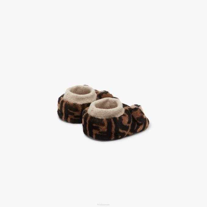 Kids Shearling Baby Slippers With Logo Multicolor Fendi Shoes 6RHH2834