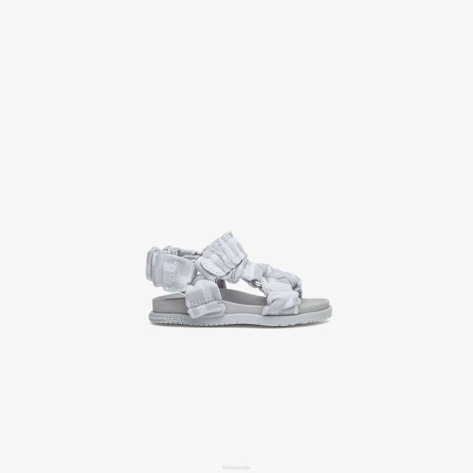 Kids Fabric First Steps Sandals Gray Fendi Shoes 6RHH2794