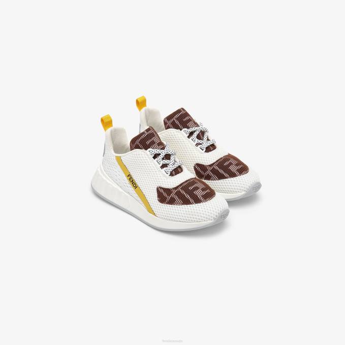 Kids Mesh Junior Sneakers With Logo White Fendi Shoes 6RHH2849