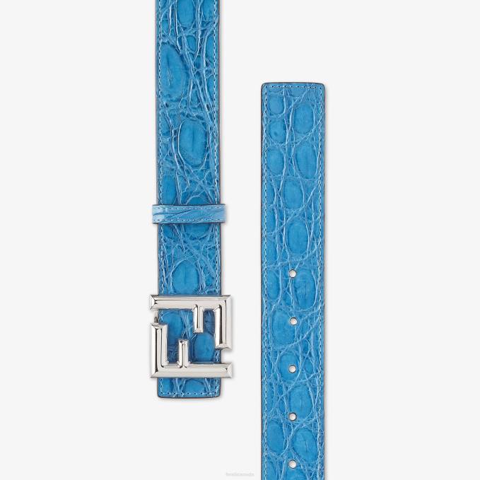 Men Caiman Belt Light blue Fendi Accessories 6RHH2437
