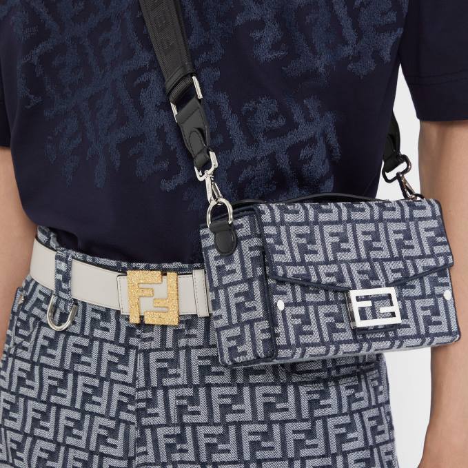 Men FF Leather Reversible Belt Gray Fendi Accessories 6RHH2436