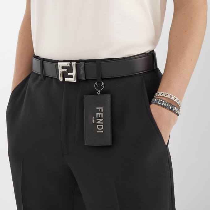 Men FF Rounded Leather Reversible Belt Black Fendi Accessories 6RHH2393