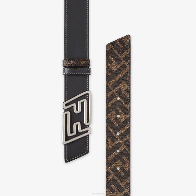 Men Faster Leather Reversible Belt Gray Fendi Accessories 6RHH2429