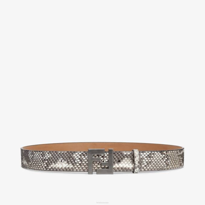 Men Python Leather Belt Gray Fendi Accessories 6RHH2425