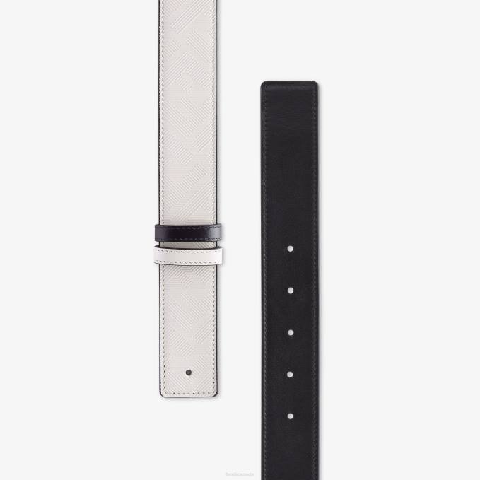 Men Shadow Leather Reversible Belt Gray Fendi Accessories 6RHH2553