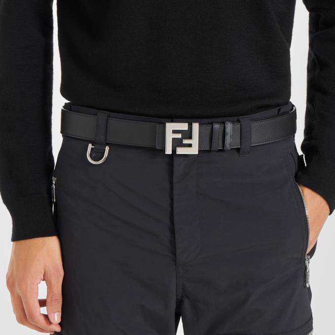 Men Squared FF Leather Reversible Belt Black Fendi Accessories 6RHH2441