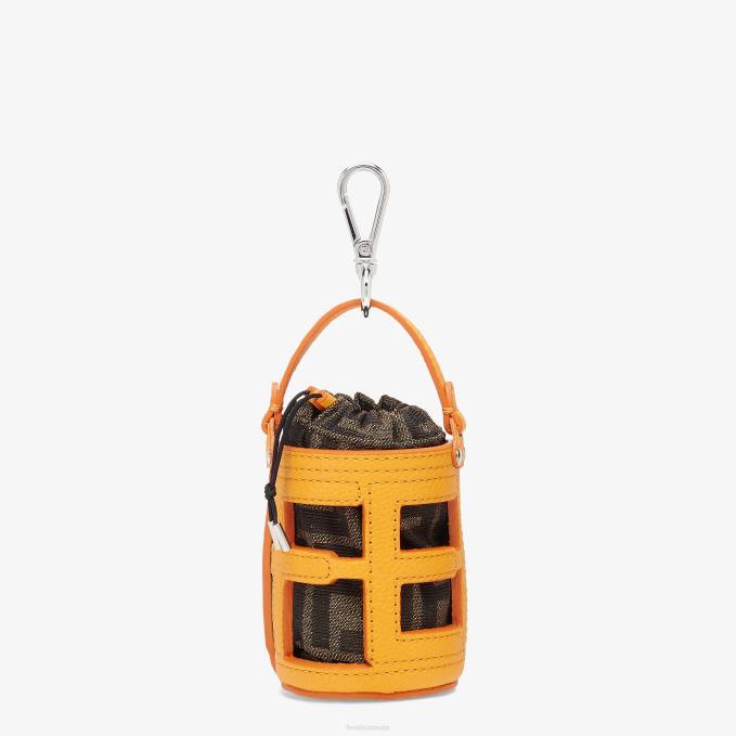 Men Bucket Bag Leather Charm Orange Fendi Accessories 6RHH2419