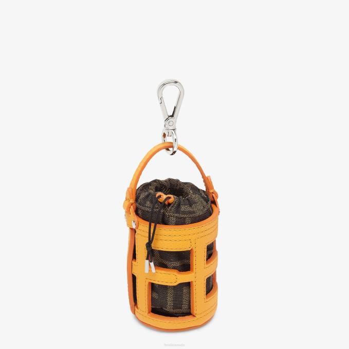 Men Bucket Bag Leather Charm Orange Fendi Accessories 6RHH2419