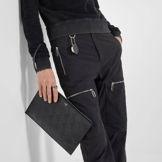 Men Fabric Key Case Black Fendi Accessories 6RHH2476