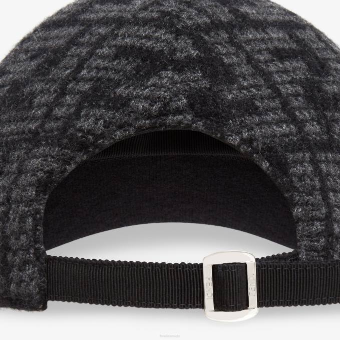 Men Baseball Cap In Cashmere Jacquard Black Fendi Accessories 6RHH2451