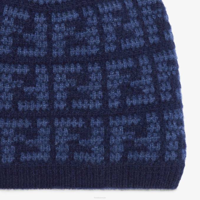 Men Cashmere Skullcap Blue Fendi Accessories 6RHH2462