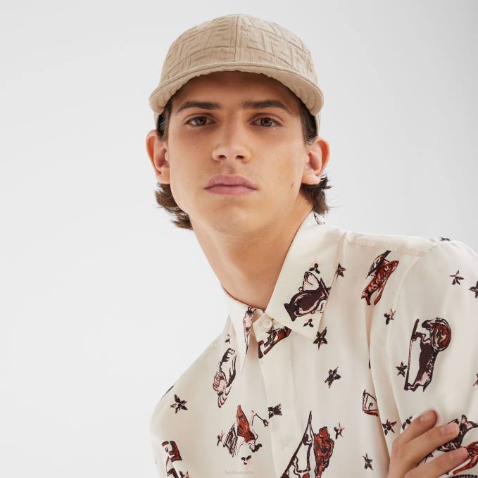 Men Cotton Baseball Cap Beige Fendi Accessories 6RHH2370