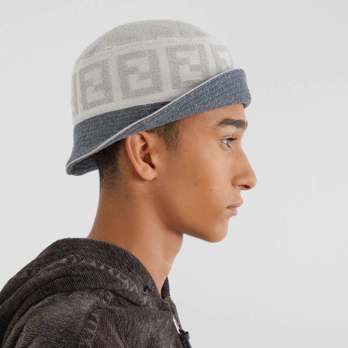 Men Terry Bucket Hat Gray Fendi Accessories 6RHH2408