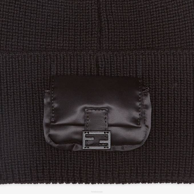 Men Wool Hat Black Fendi Accessories 6RHH2465