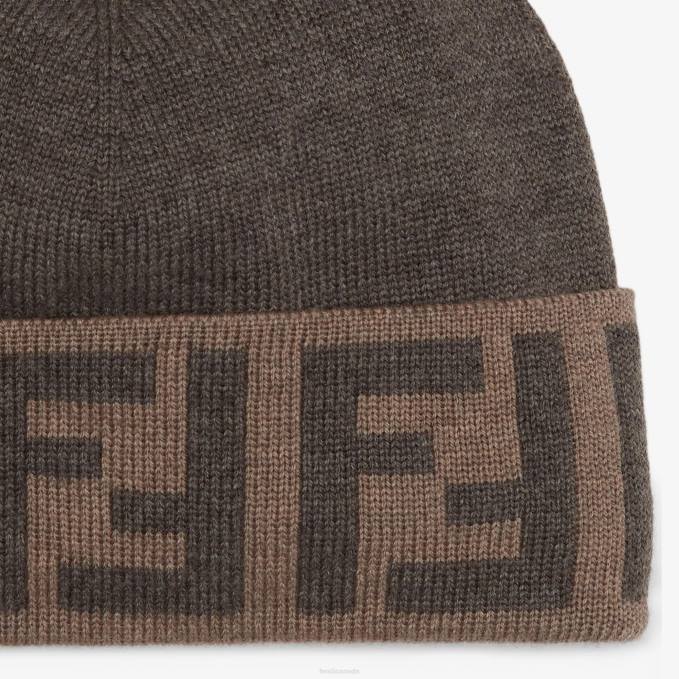 Men Wool Hat Gray Fendi Accessories 6RHH2448