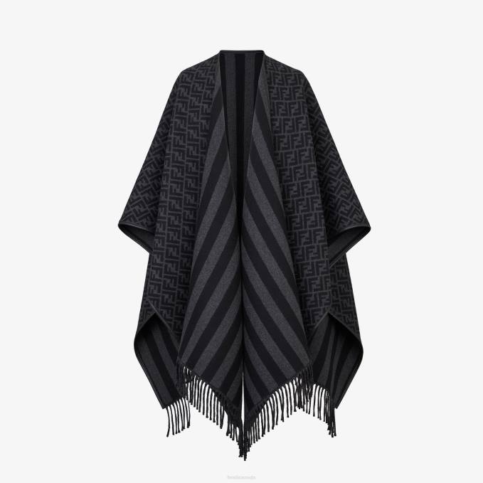 Men Cashmere Poncho Black Fendi Accessories 6RHH2540