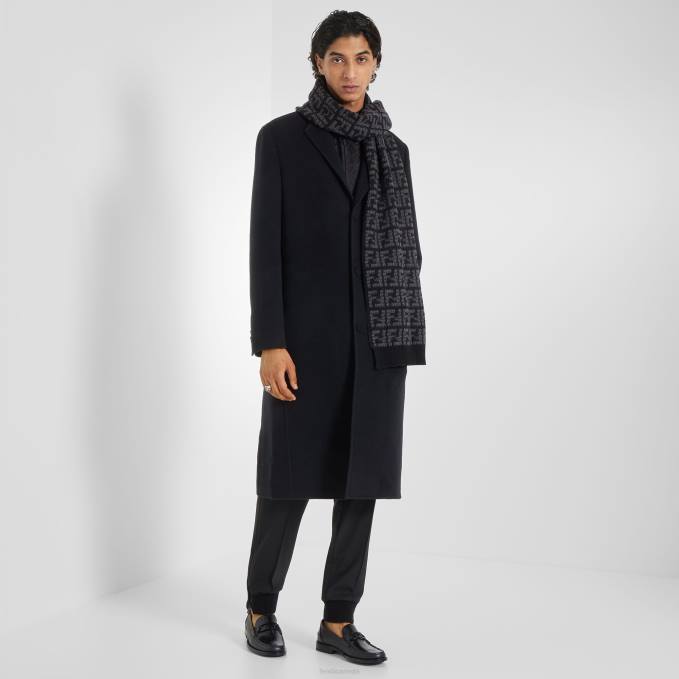 Men Cashmere Scarf Black Fendi Accessories 6RHH2455