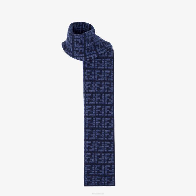 Men Cashmere Scarf Blue Fendi Accessories 6RHH2464