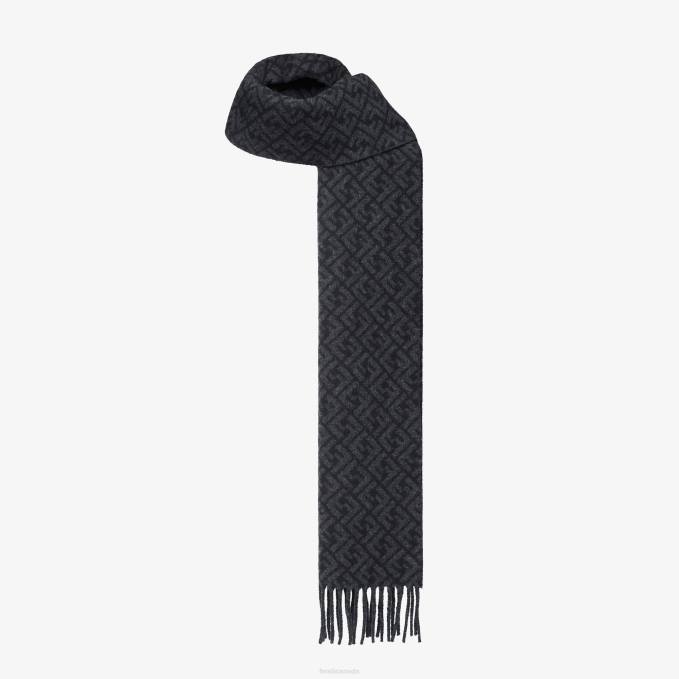 Men Wool Scarf Black Fendi Accessories 6RHH2529