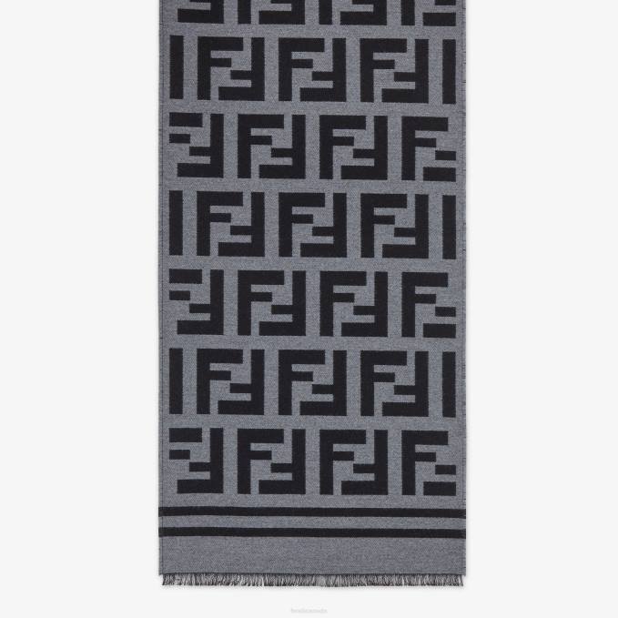 Men Wool Scarf Black Fendi Accessories 6RHH2530