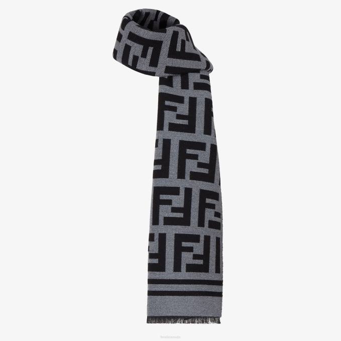 Men Wool Scarf Black Fendi Accessories 6RHH2530