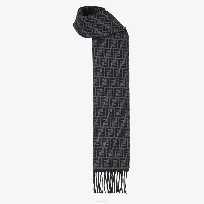 Men Wool Scarf Black Fendi Accessories 6RHH2531