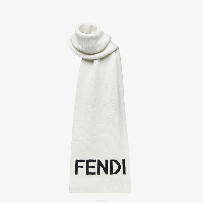 Men Wool Scarf White Fendi Accessories 6RHH2520
