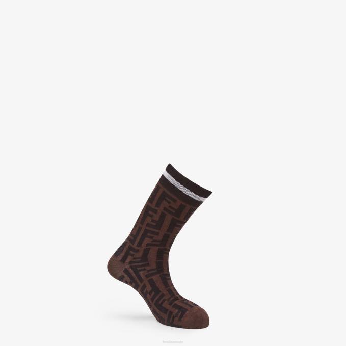 Men Stretch Cotton Socks Brown Fendi Accessories 6RHH2543