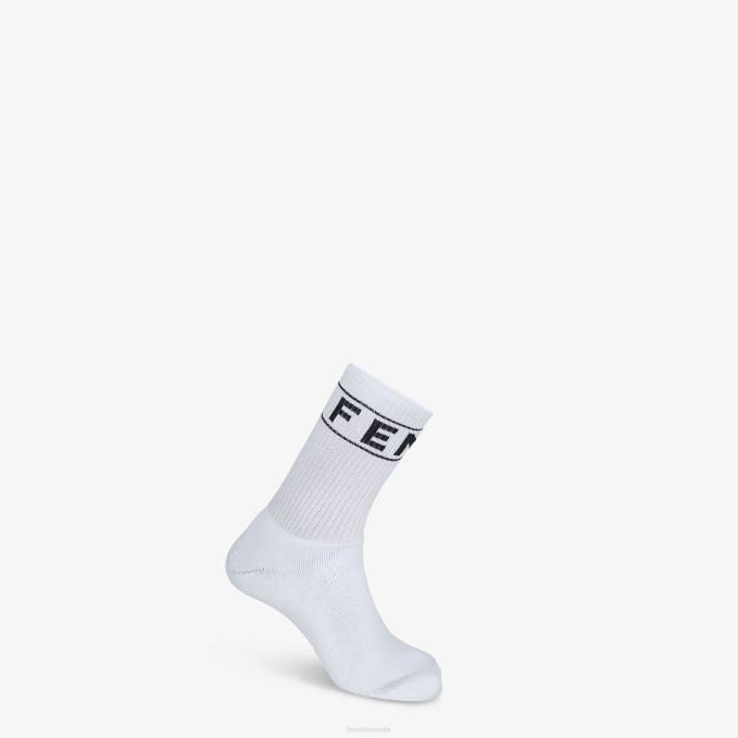 Men Terry Socks White Fendi Accessories 6RHH2388