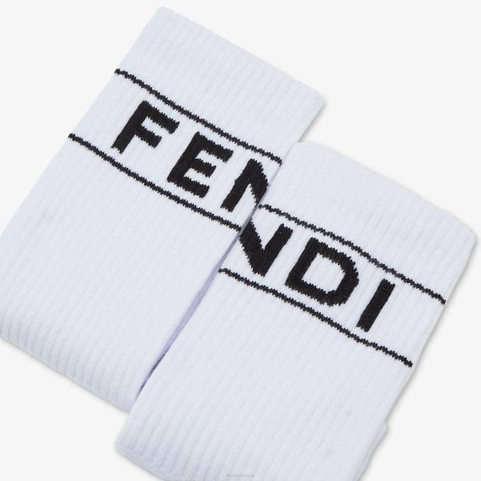 Men Terry Socks White Fendi Accessories 6RHH2388