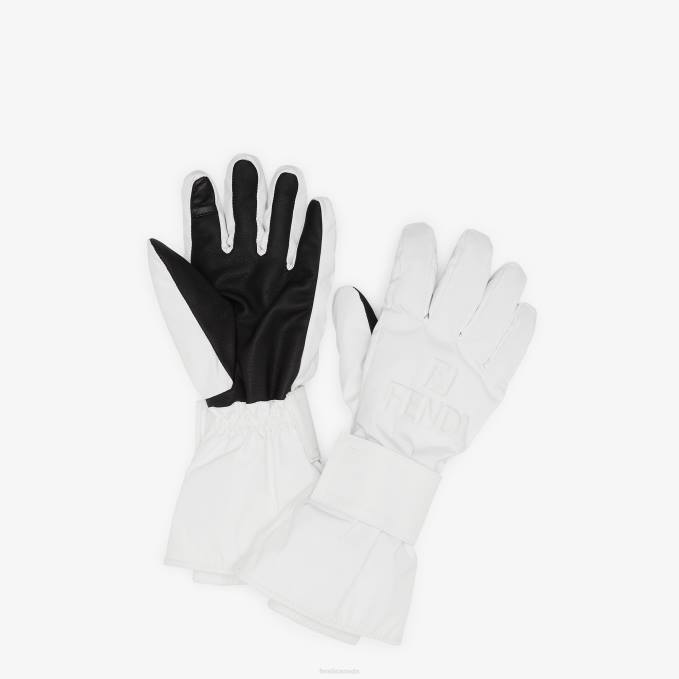 Men Tech Fabric Gloves White Fendi Accessories 6RHH2195