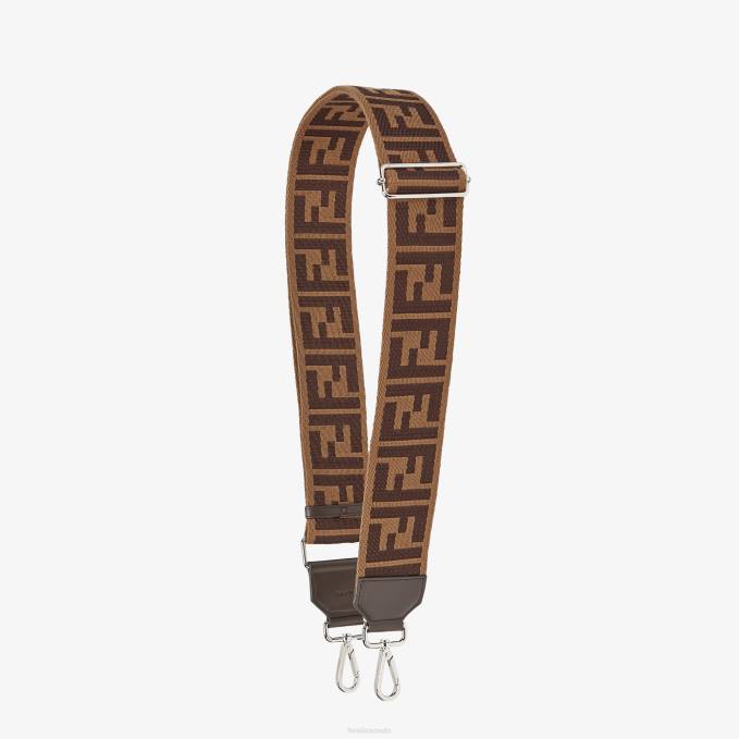 Men Webbing Shoulder Strap Brown Fendi Accessories 6RHH2336