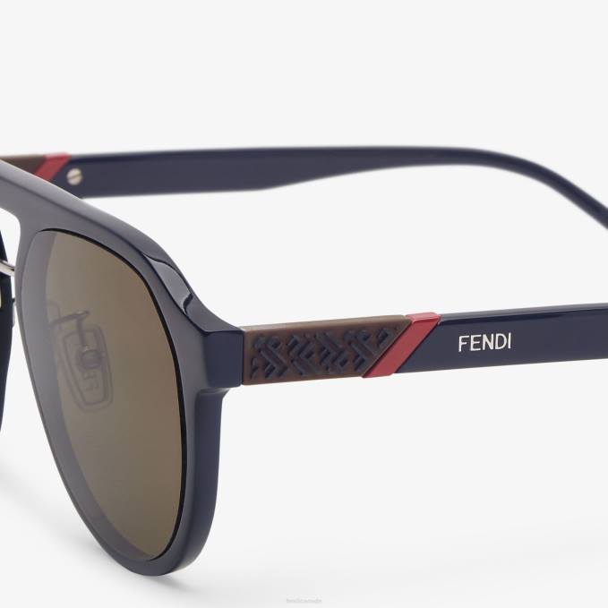 Men Diagonal Sunglasses Blue Fendi Accessories 6RHH2472