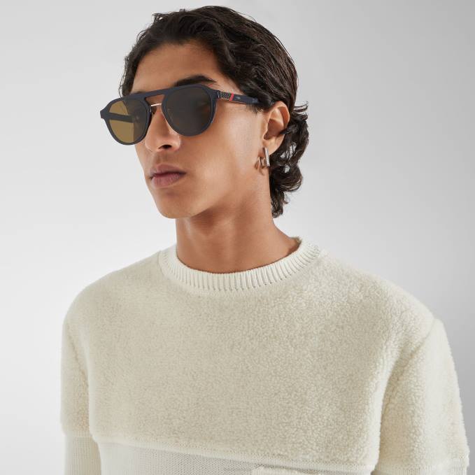 Men Diagonal Sunglasses Blue Fendi Accessories 6RHH2472