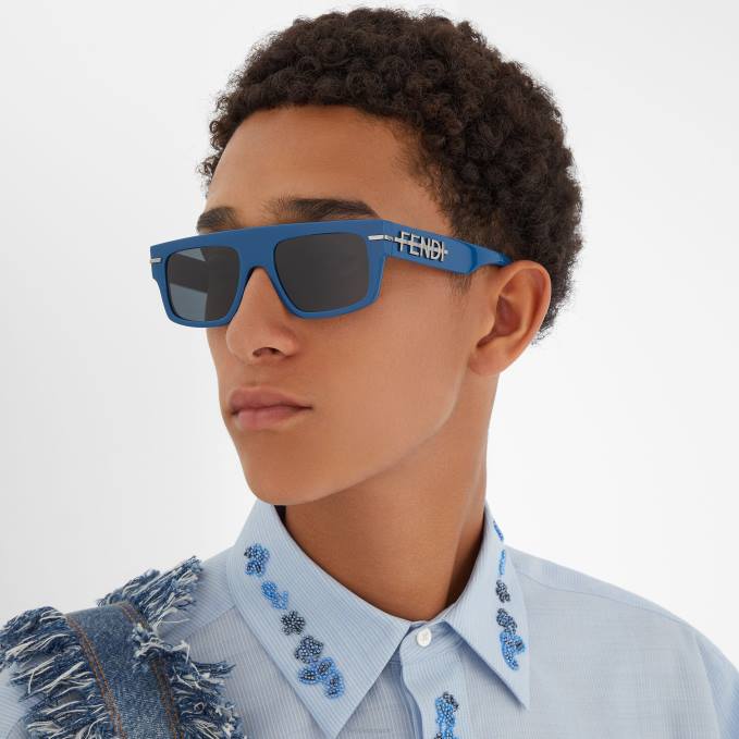 Men Graphy Acetate Sunglasses Blue Fendi Accessories 6RHH2416
