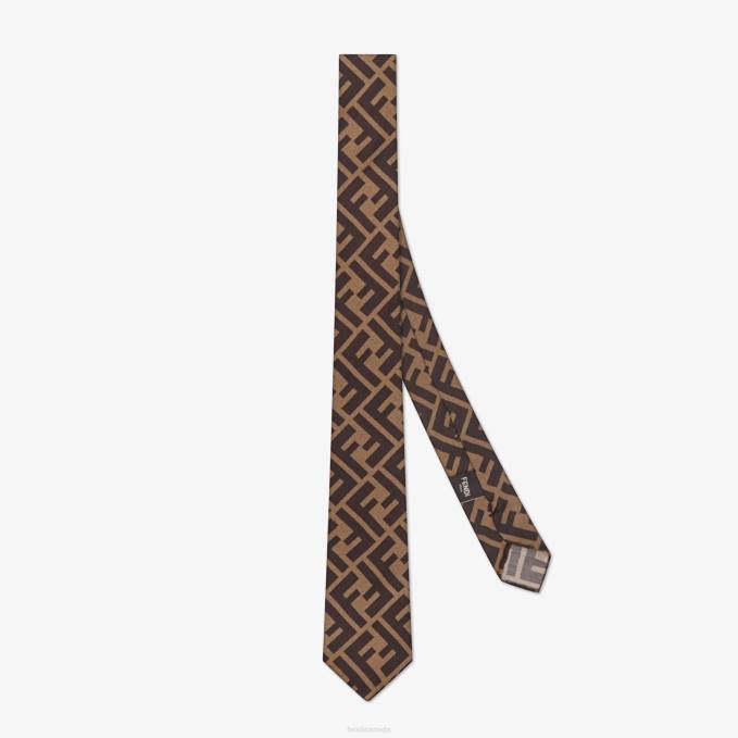 Men Silk Necktie Brown Fendi Accessories 6RHH2367