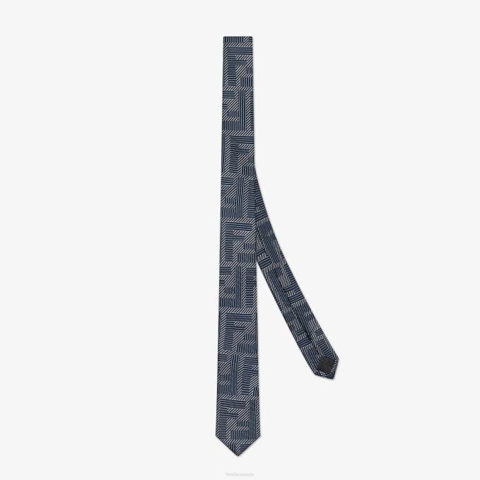 Men Silk Tie Blue Fendi Accessories 6RHH2364