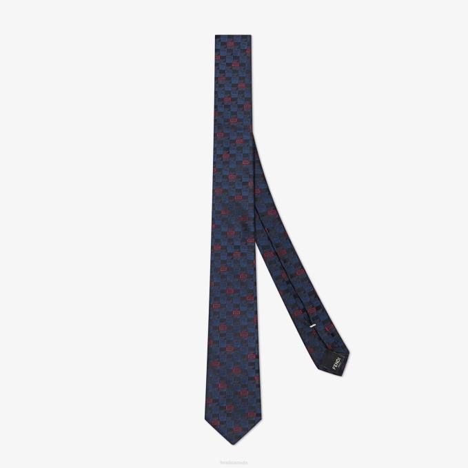 Men Silk Tie Blue Fendi Accessories 6RHH2559