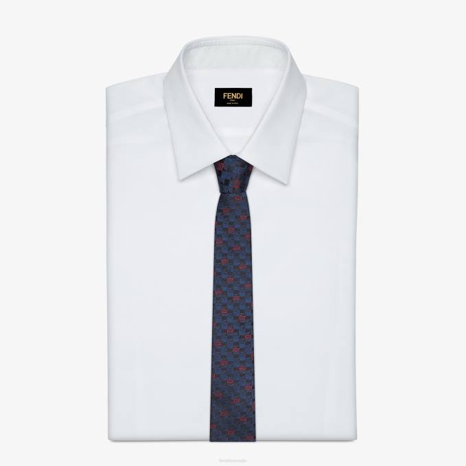 Men Silk Tie Blue Fendi Accessories 6RHH2559