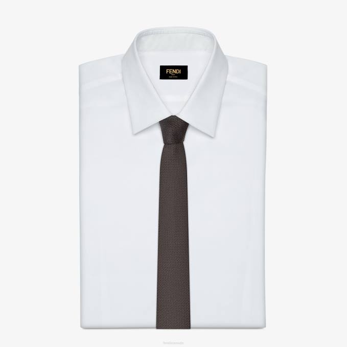 Men Silk Tie Brown Fendi Accessories 6RHH2560