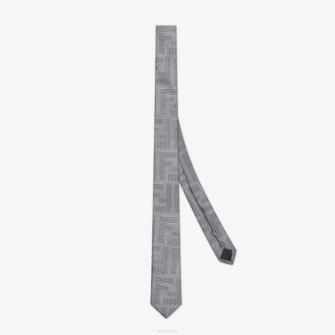 Men Silk Tie Gray Fendi Accessories 6RHH2365