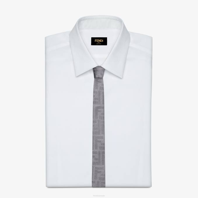 Men Silk Tie Gray Fendi Accessories 6RHH2365