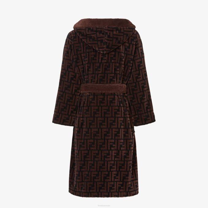 Men Cotton Bathrobe Brown Fendi Apparel 6RHH2179