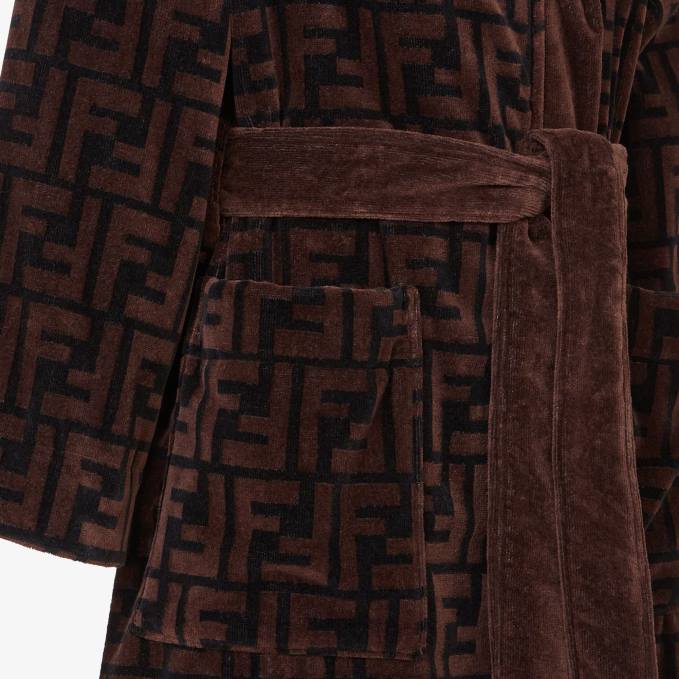 Men Cotton Bathrobe Brown Fendi Apparel 6RHH2179