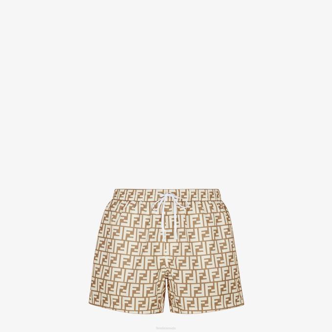 Men Fabric Shorts Beige Fendi Apparel 6RHH2136